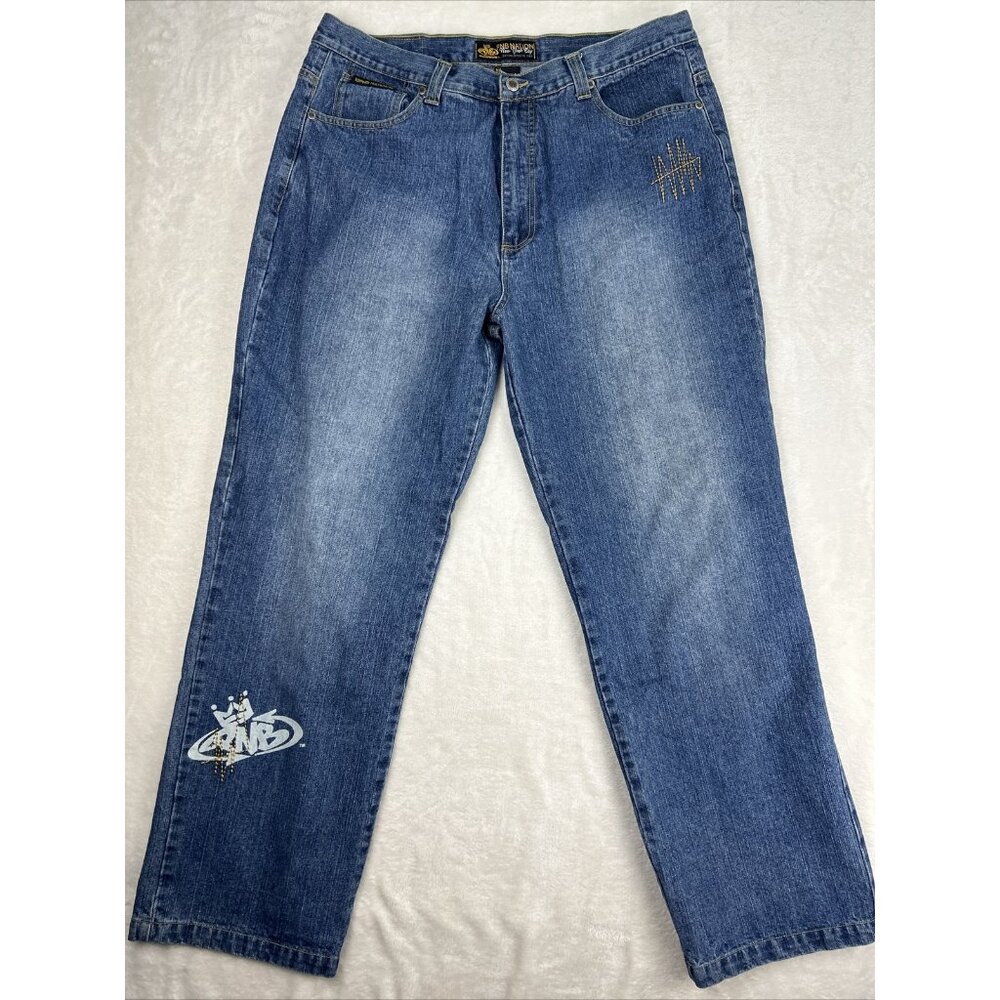 PNB NATION Jeans Men’s Size 38 X 34 Hip Hop Baggy Wide Leg Y2K VTG Blue